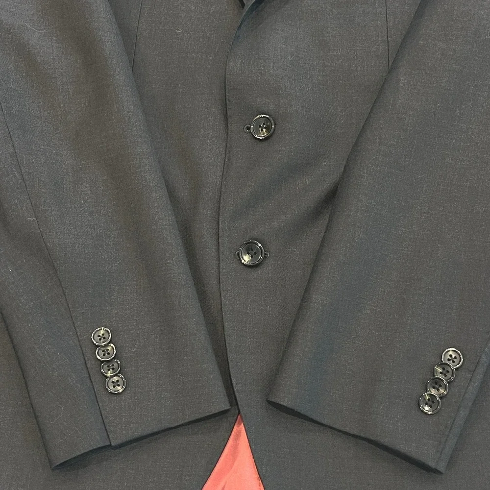 Spier Mackay Suit Jacket Blazer 40L Charcoal Gray Wool‎ Dino Filarte Super 110s